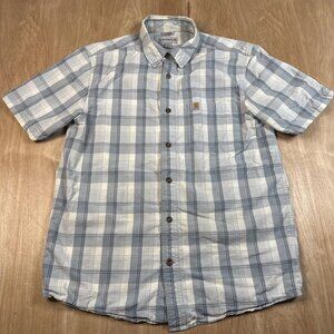 Carhartt Men’s Plaid Button-Up Shirt Size M Relaxed Fit Short Sleeve Casual